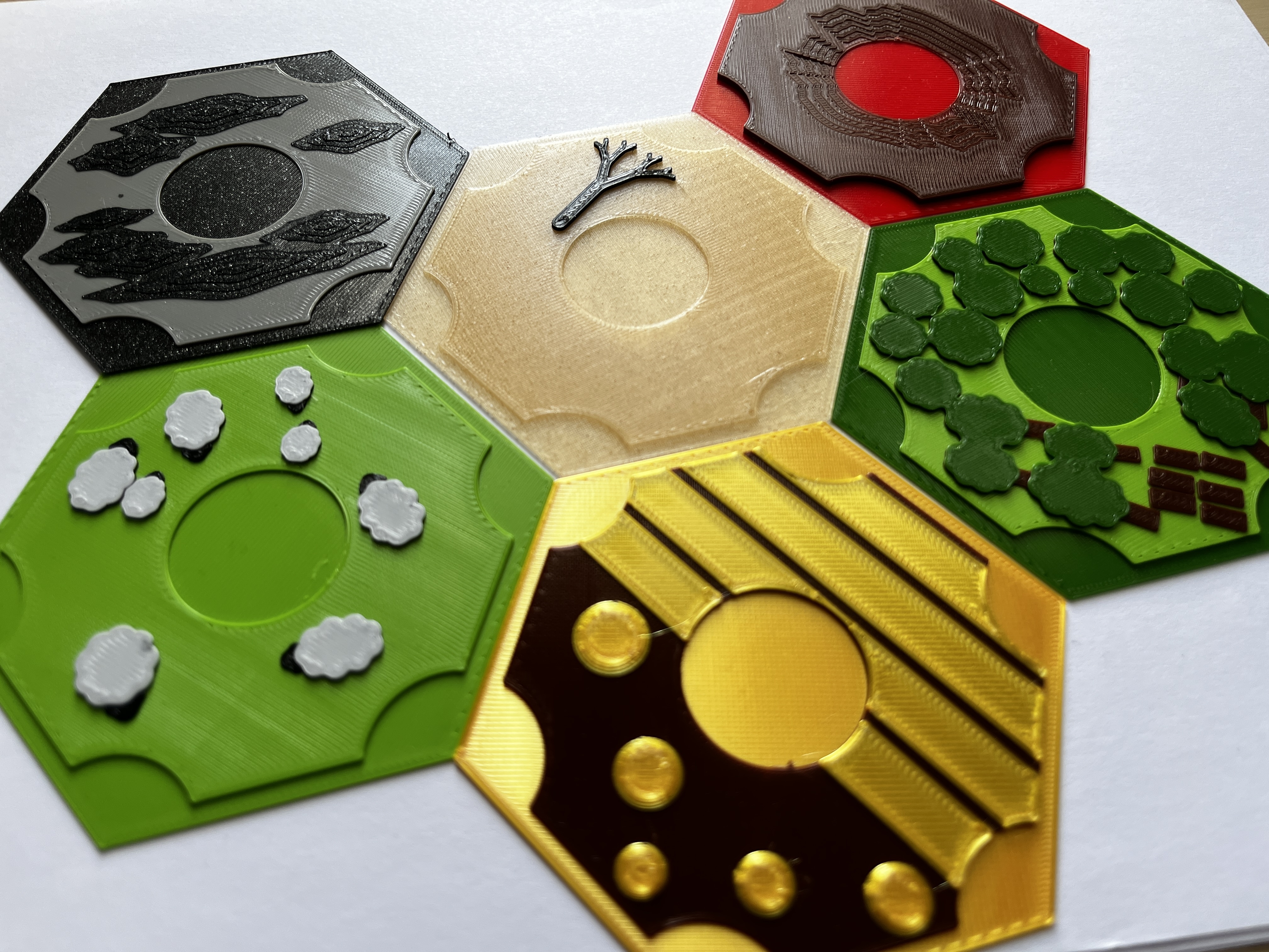 Catan 3D hexs (no MMU required for multicolour)