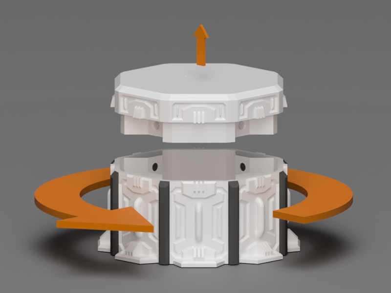 Futuristic Container With A Hidden Twist-Unlock Mechanism (Centrifugal force)