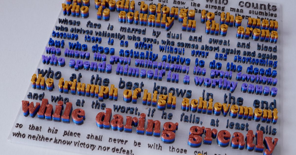 The Man In The Arena - Theodore Roosevelt quote by 321POP | Download free STL model | Printables.com for Man In The Arena Printable Pdf Free Download