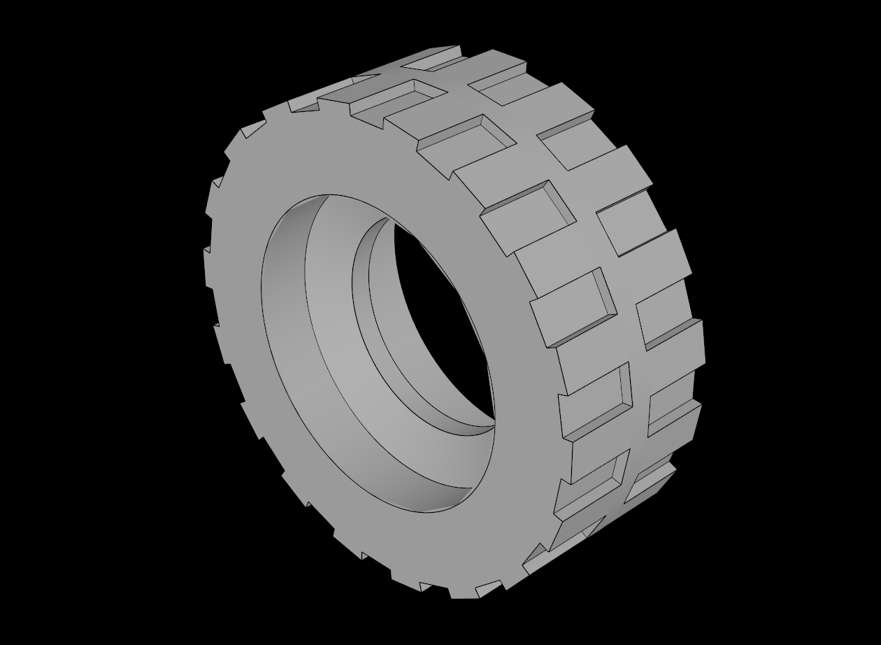 Lego Compatible (92409.dat) Tyre  6.4/ 75 x  8 Shallow Offset Tread with Centre Band