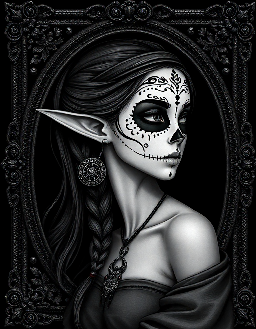 Halloween is a Day of the Dead Elven Catrina