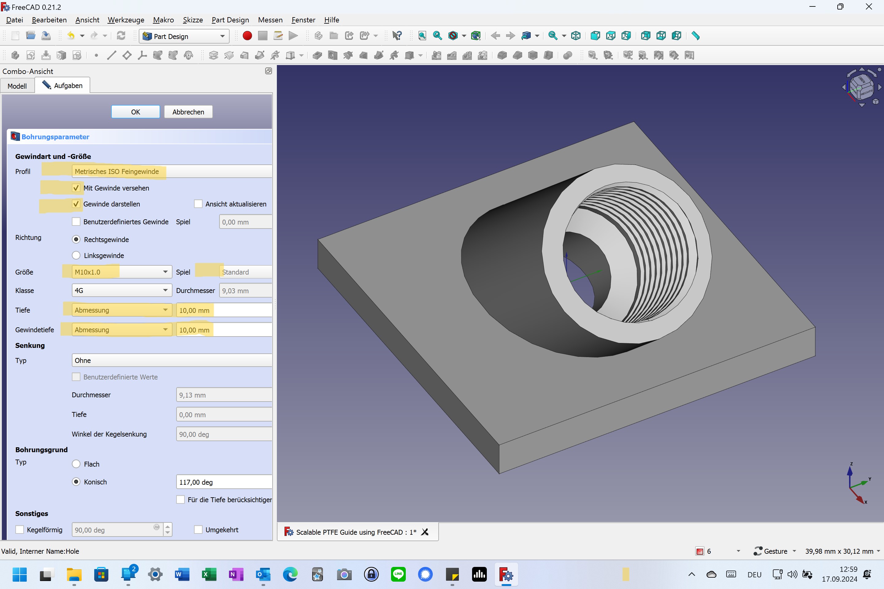 scalable PTFE guide using FreeCAD
