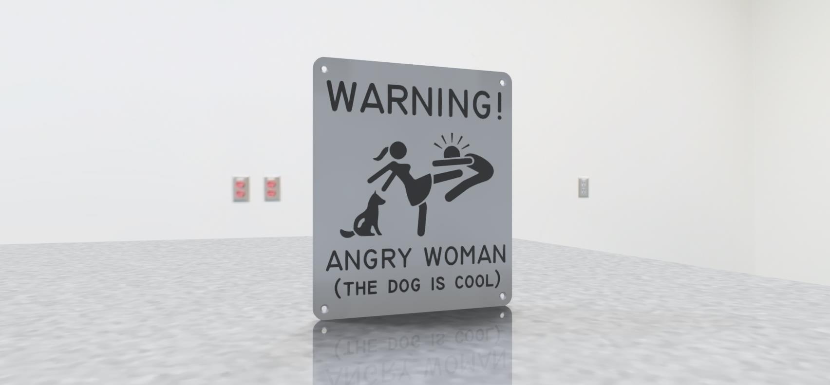 sign angry woman