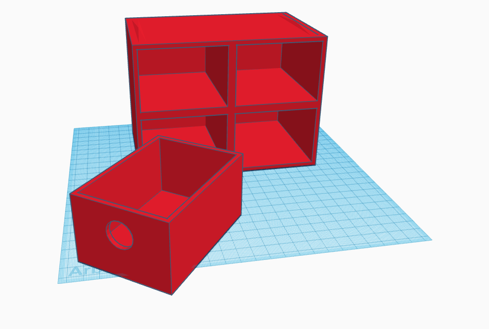 Shelf with 4 compartments/stackable