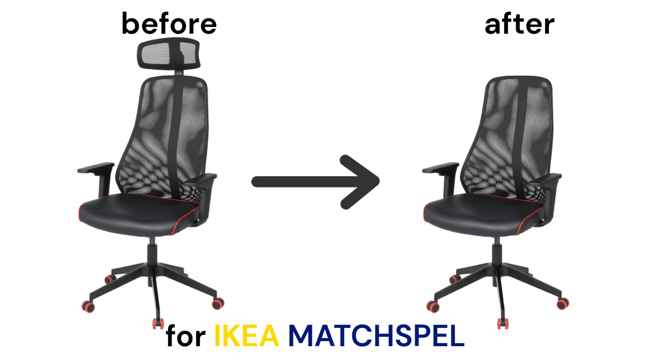 IKEA MATCHSPEL-Adapter to remove headrest