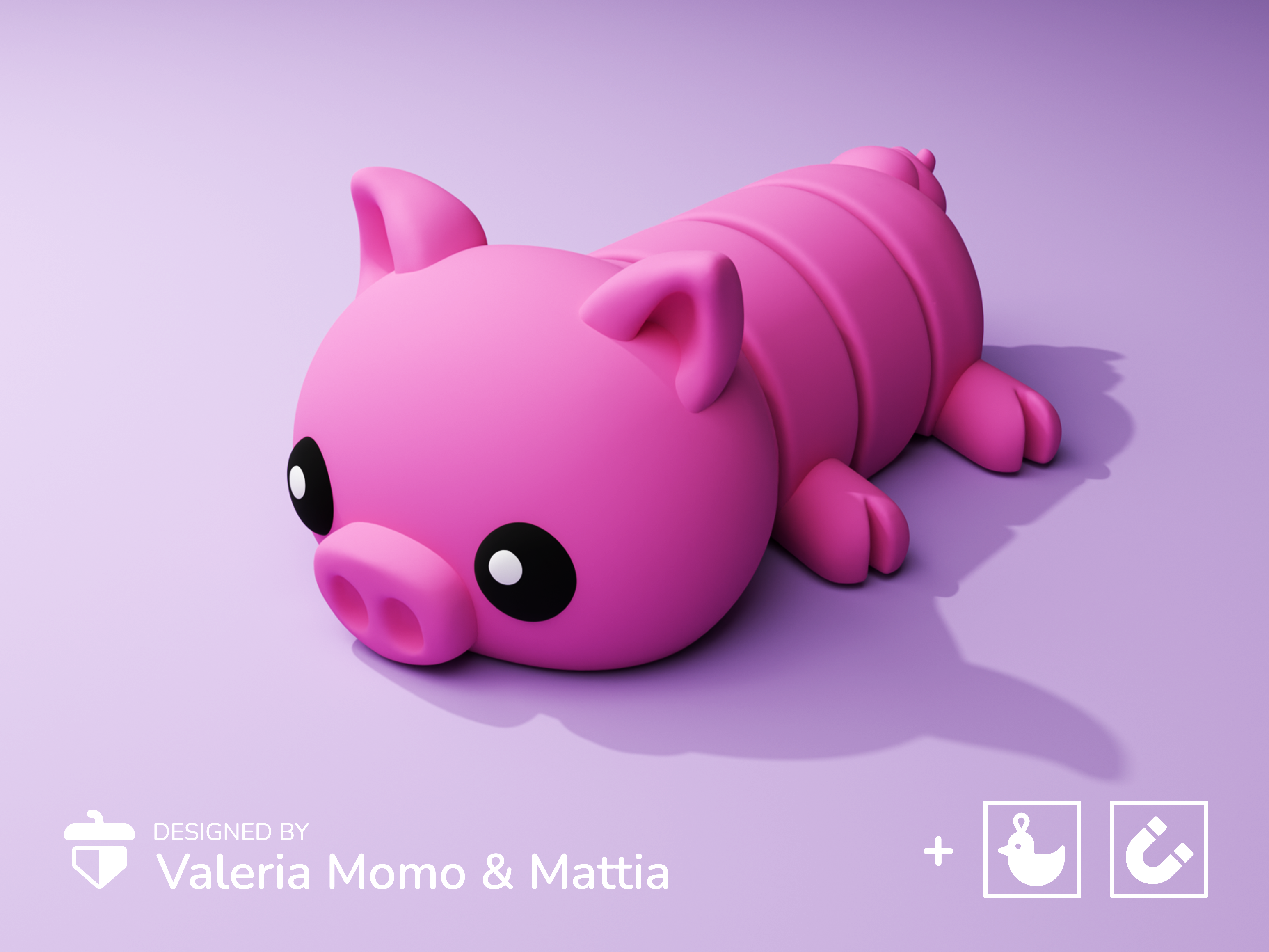 Cute Flexi Pets Pig (Keychain & Magnet)