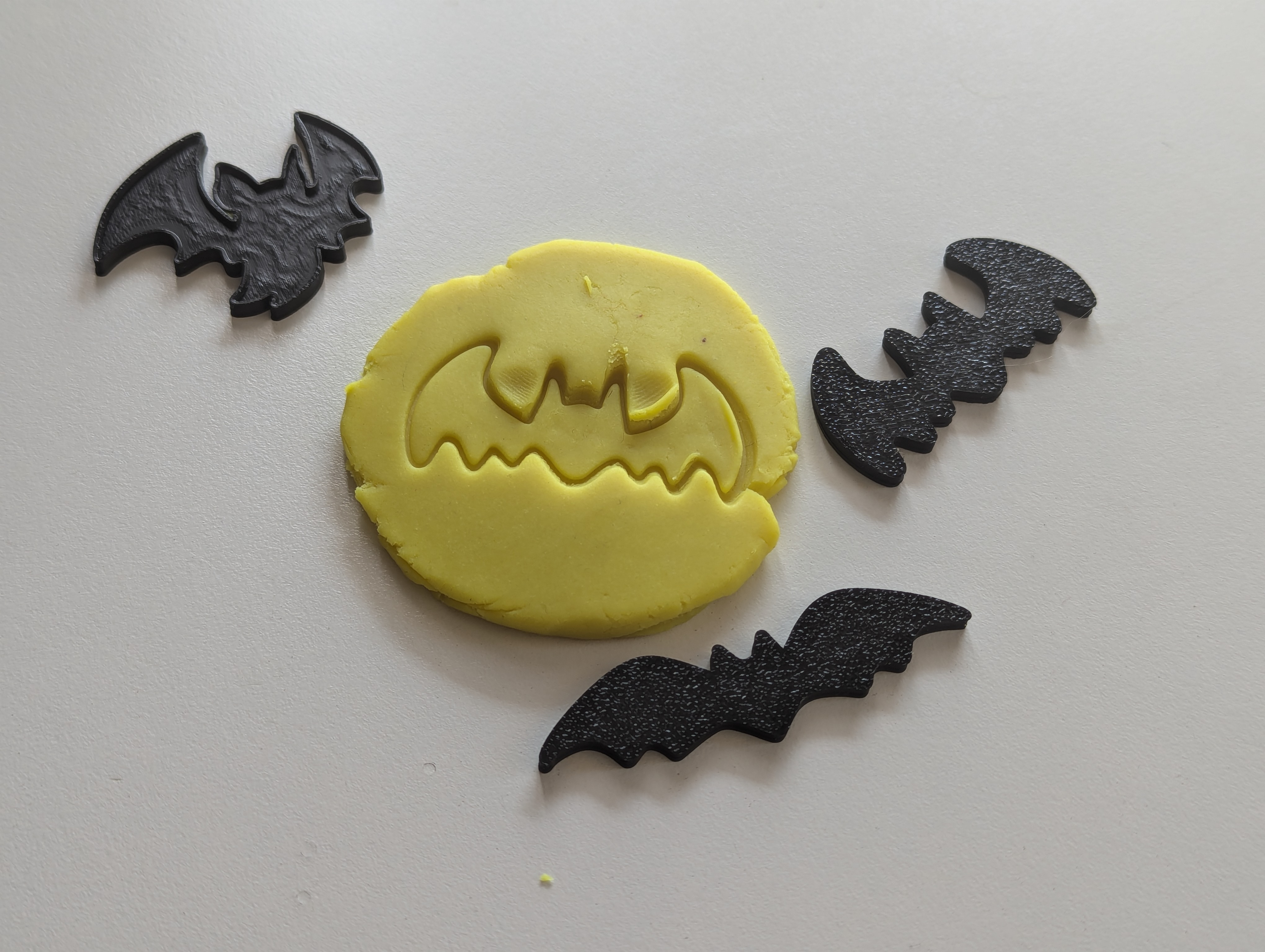 Halloween minis, playdough stamps - bats