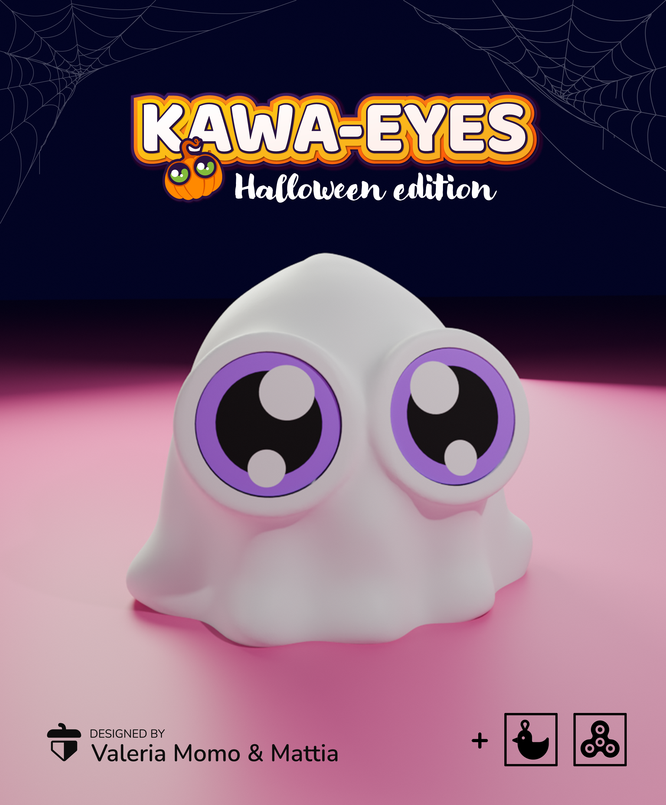 Kawa-eyes Ghost Keychain & Fidget! 4 Halloween