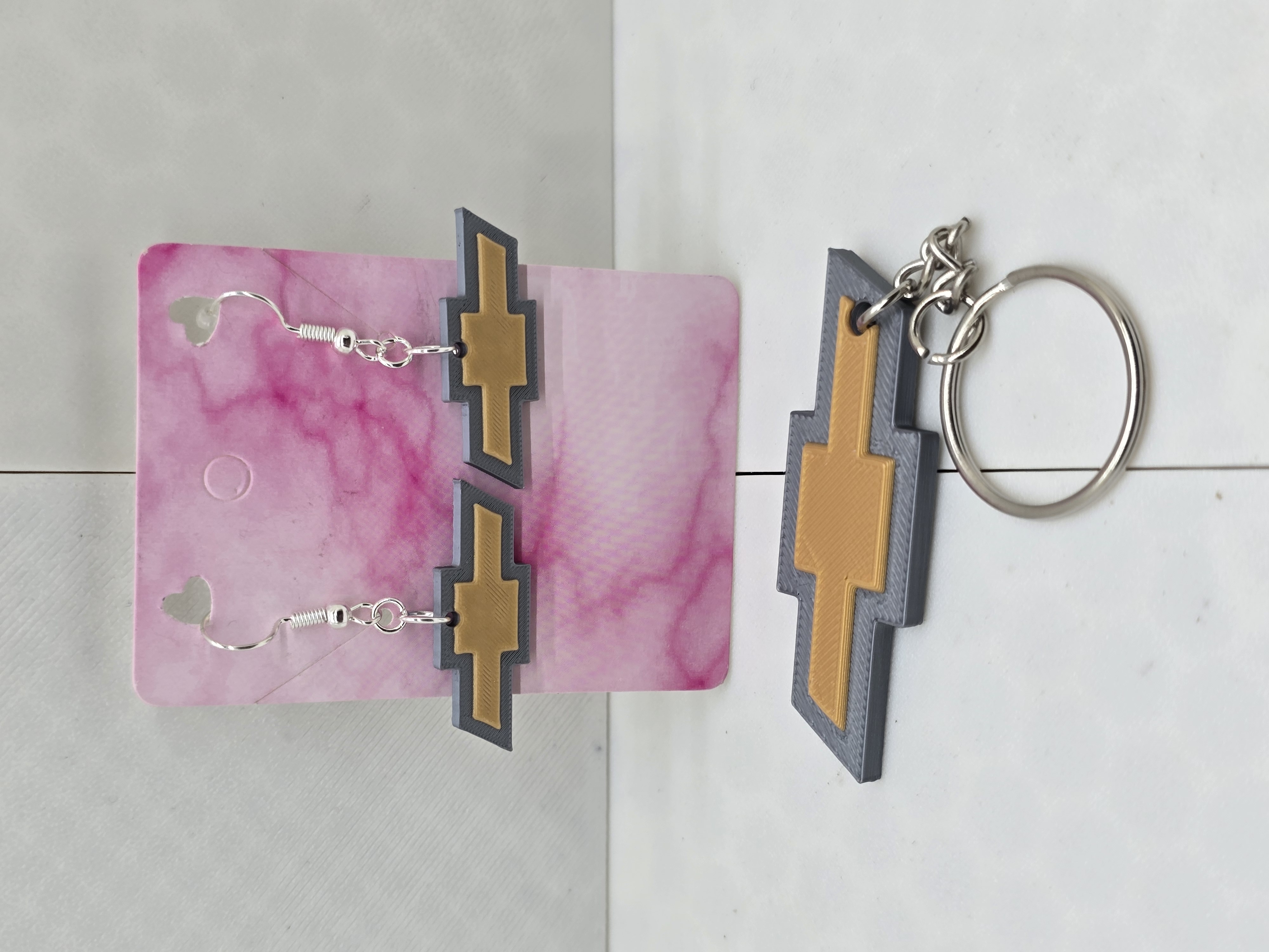 Chevy Keychain and Earrings