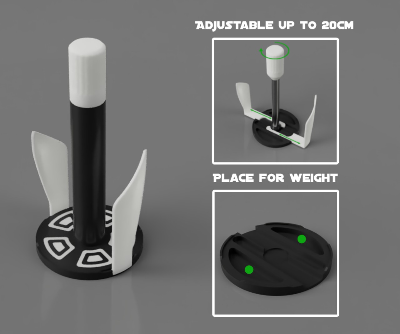 Adjustable kitchen roll holder V1