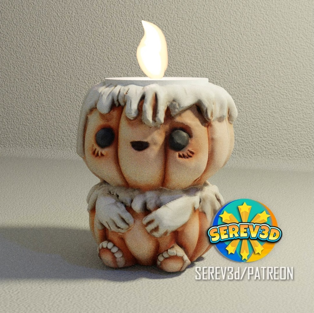 Cute Pumpkin Candle Holder - Print in Place No Supports- SEREV3d stl