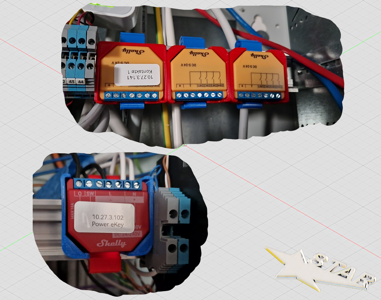 Halterung / bracket for Shelly plus i4 on DIN rail