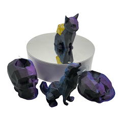 Low Poly D20 Stand Dice Guardians (Cat, Fox, Dog, Skull) DnD