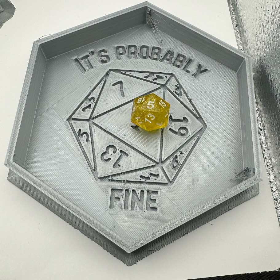"It's Probably Fine" Nat 1 DnD Dice Tray