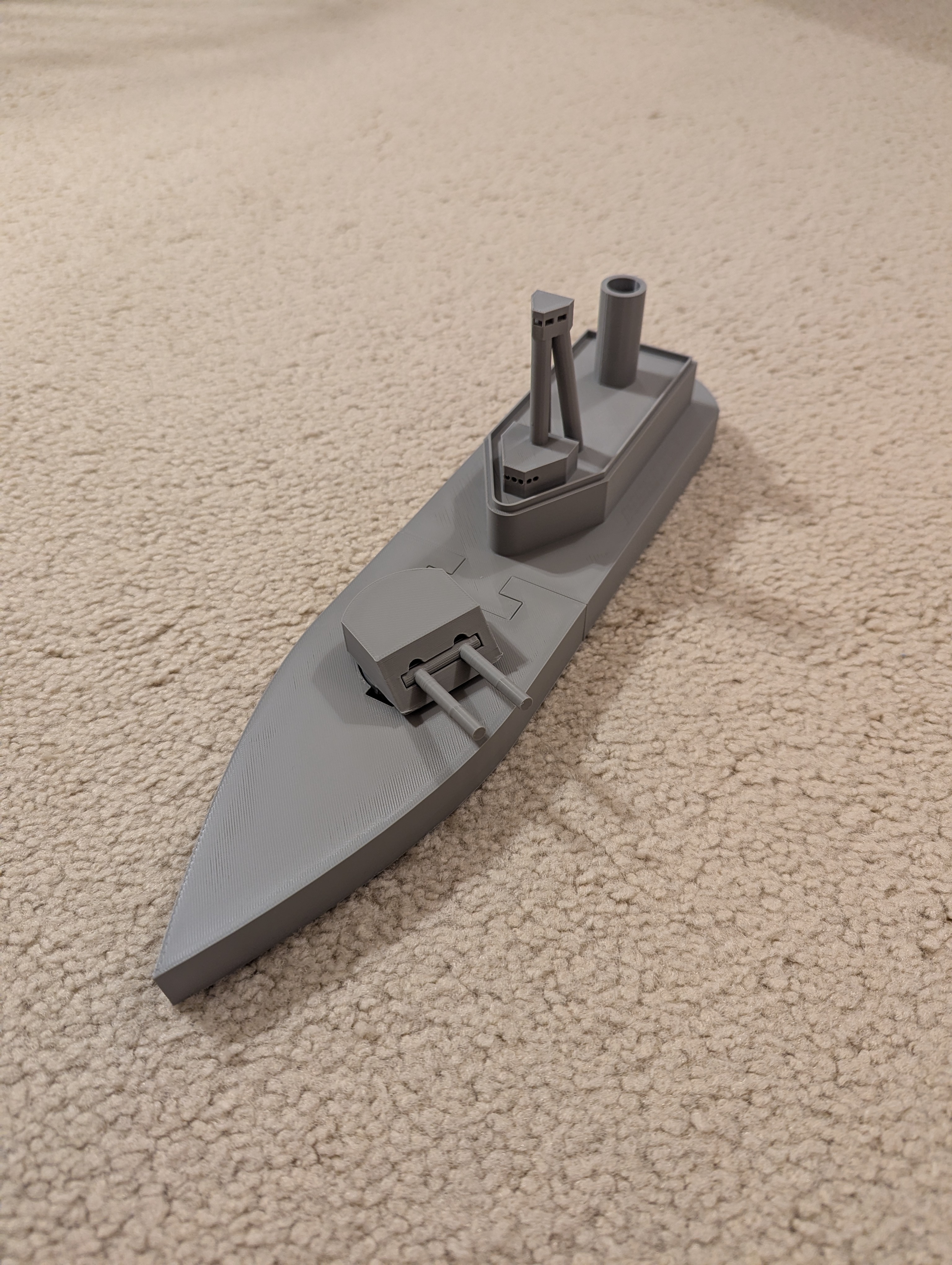 Simple Naval Monitor Warship (Snap Fit Turret and Hull) — thumbnail 2