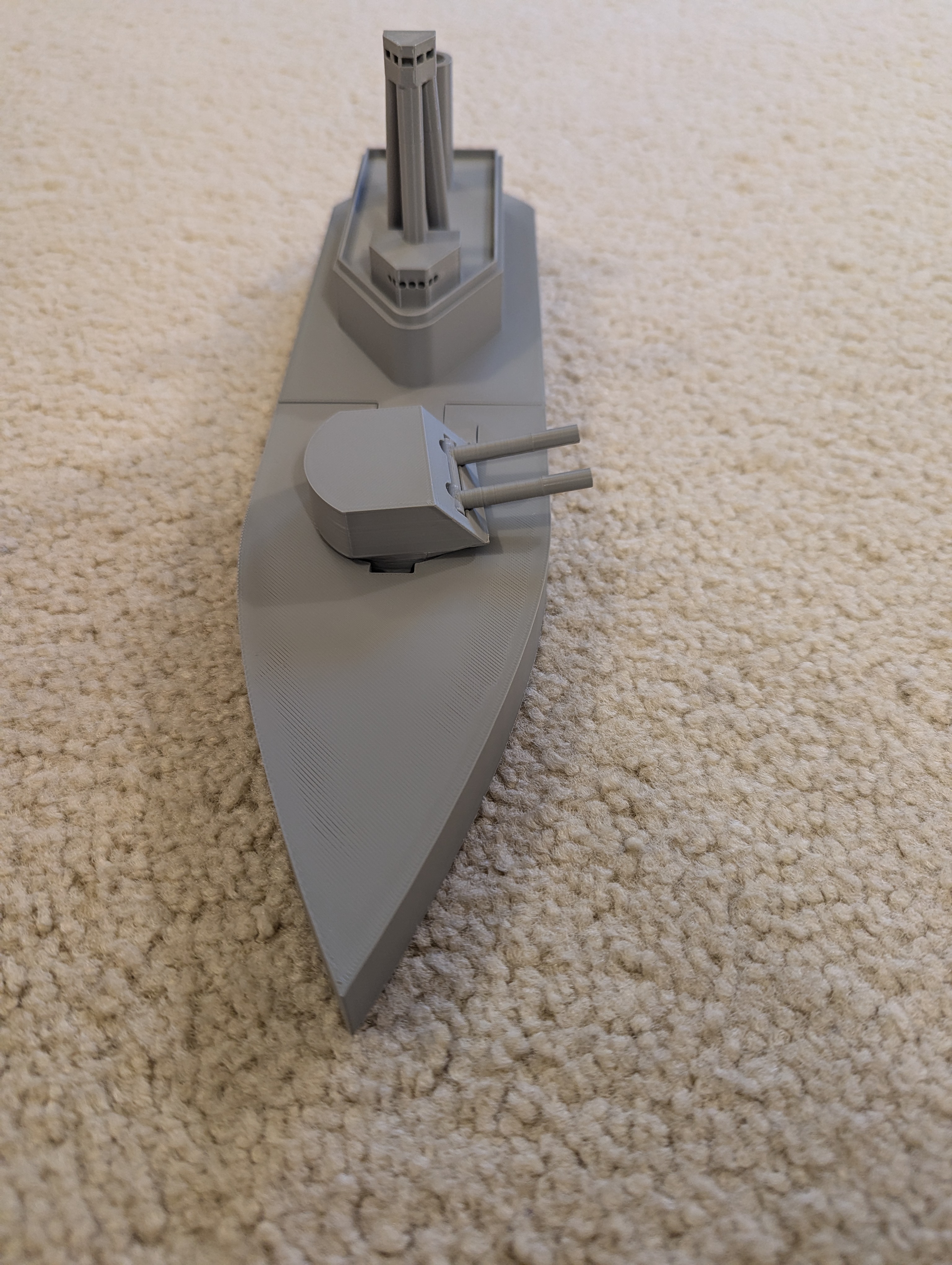 Simple Naval Monitor Warship (Snap Fit Turret and Hull) — thumbnail 3