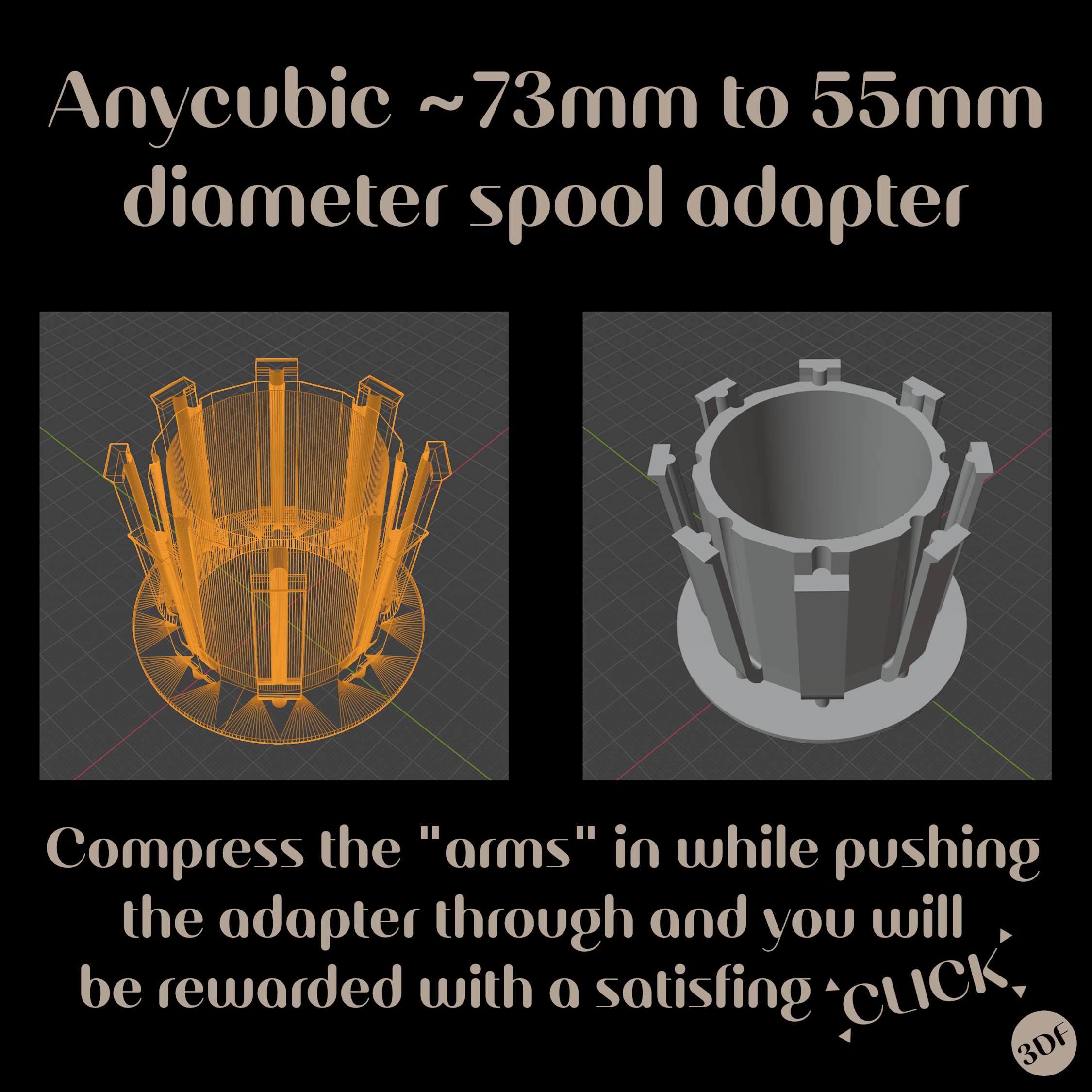 Anycubic Spool Adapter ~73mm to 55mm dia. (Example: Bambu Labs AMS system) — thumbnail 2