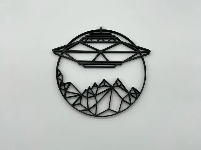 Geometric Alien Over Mountains