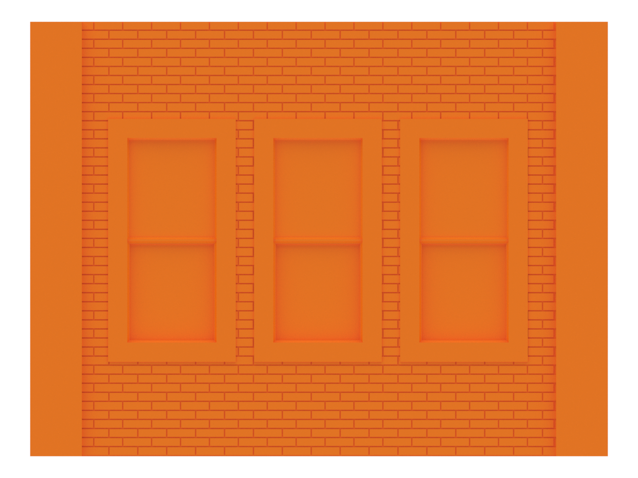 Scale Modular Building Masonry over hung 1 over 1 Windows