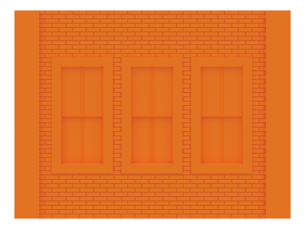 Scale Modular Building Masonry Overhung 2 over 2 Windows