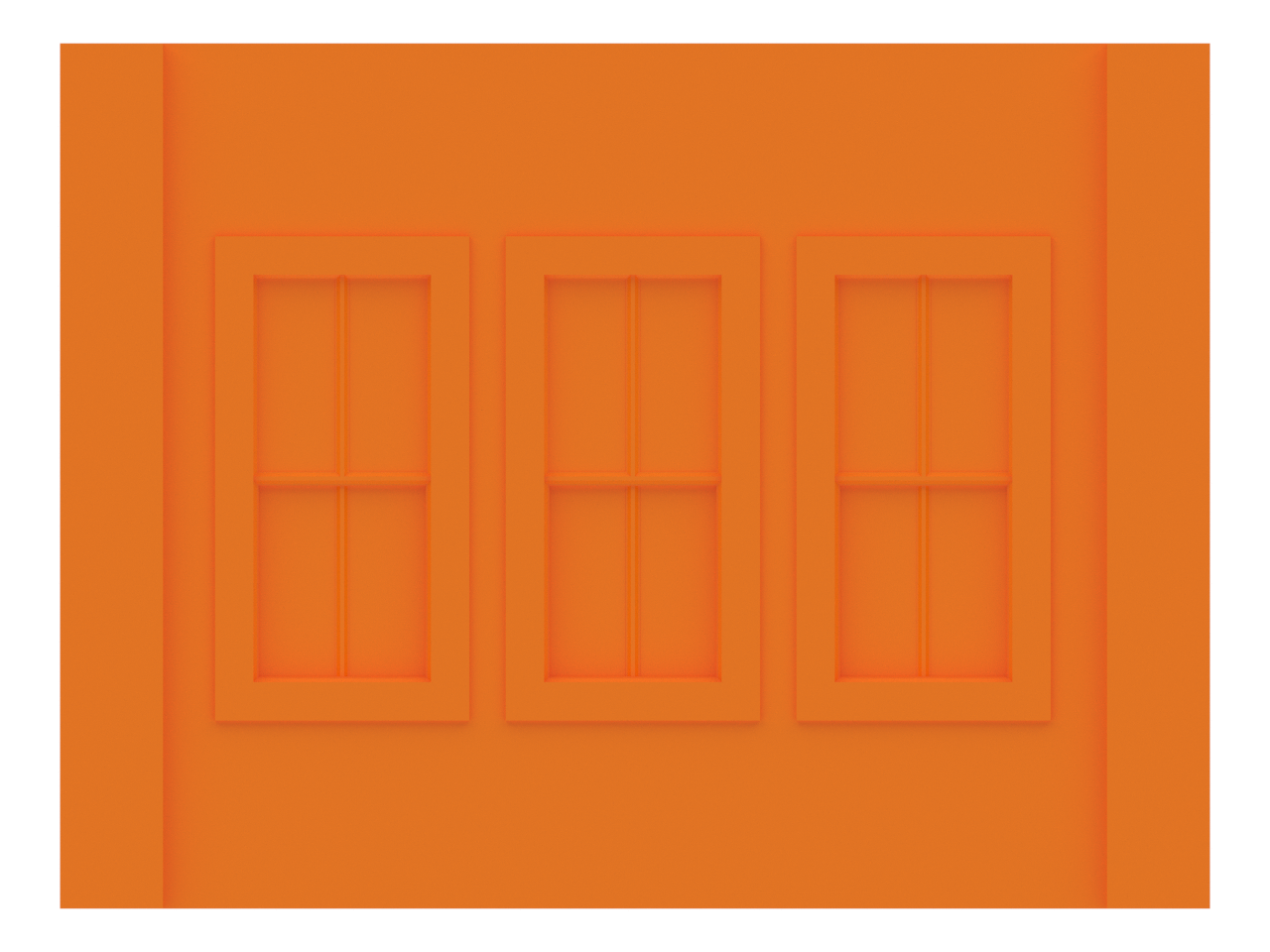 Scale Modular Building Overhung 2 over 2 Windows