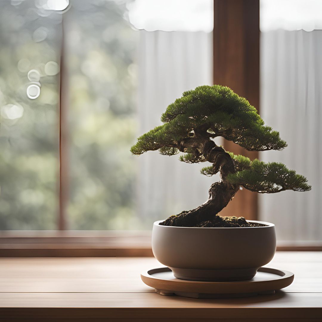 Curved Bonsai Pot with Drainage Hole