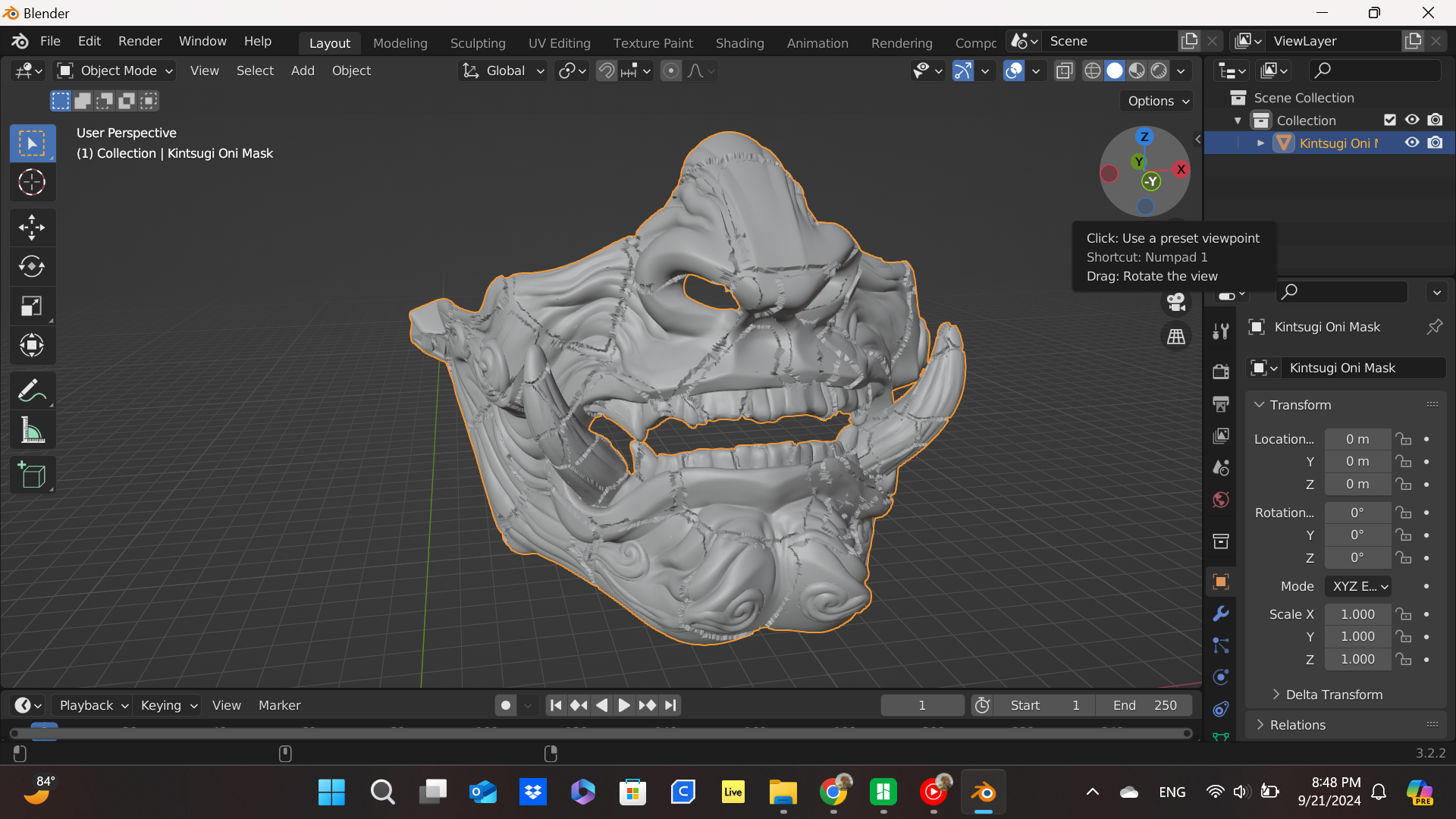 Miniatura 2 do modelo 3D Kintsugi Oni Mask