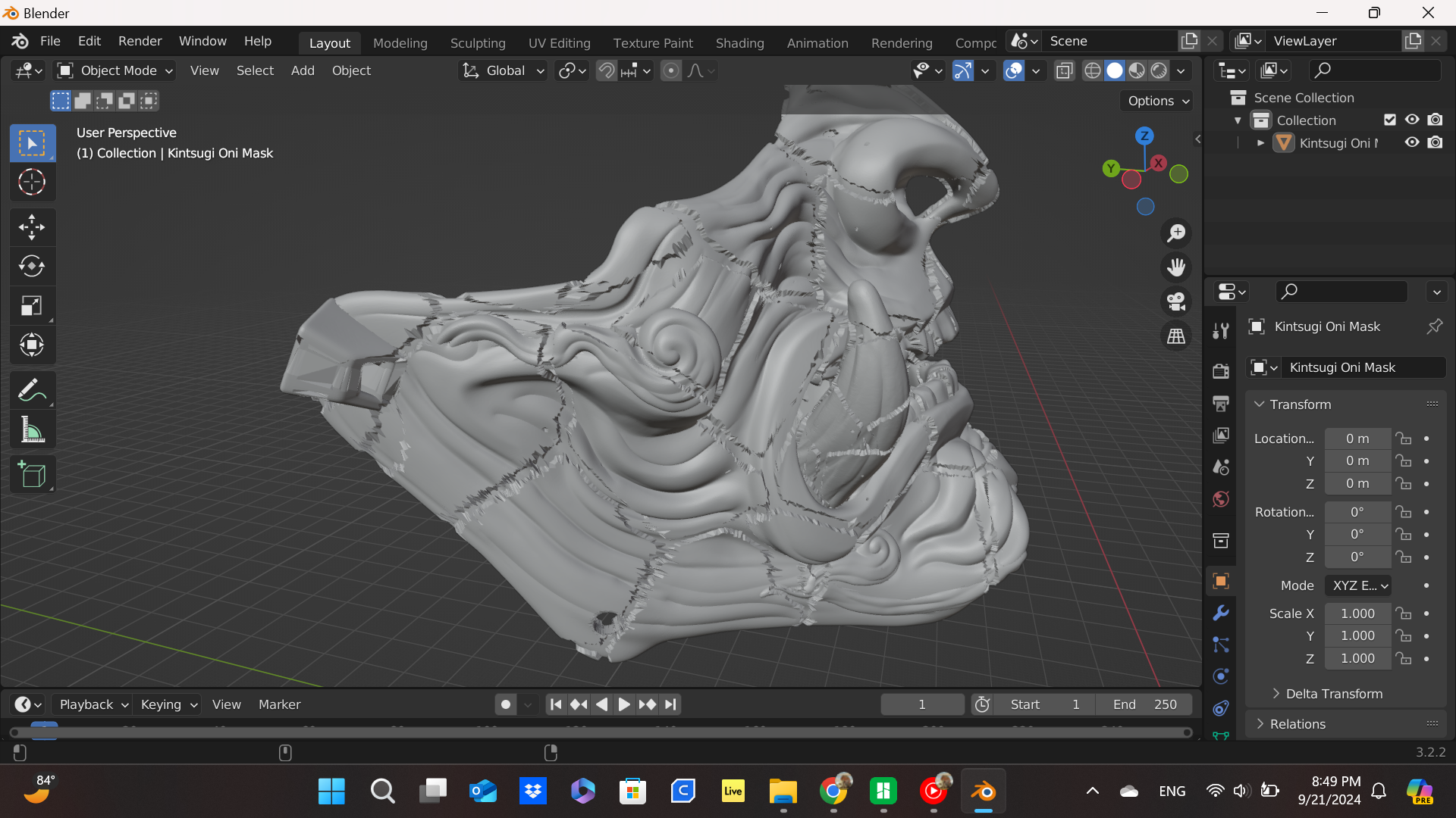 Miniatura 5 do modelo 3D Kintsugi Oni Mask