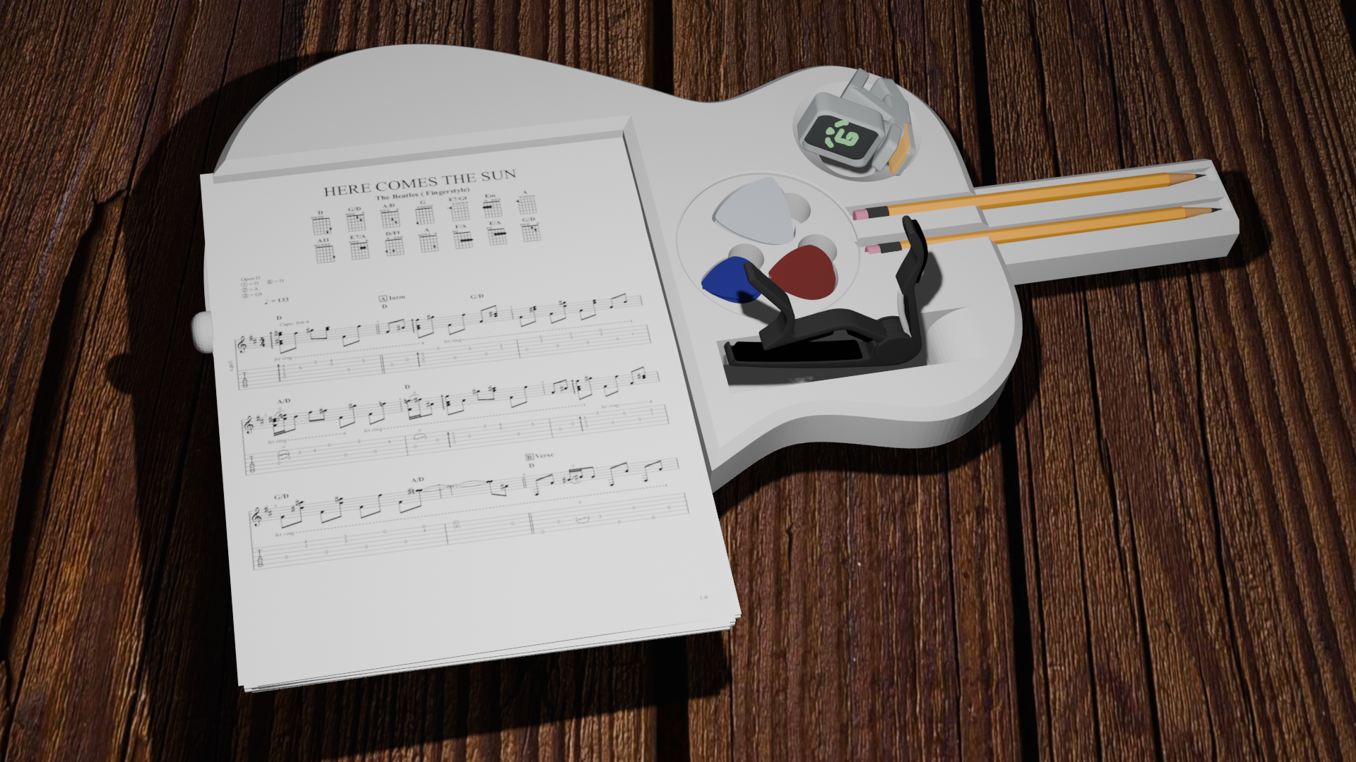 Guitar Sorting Tray For Capo, Tuner, Music, and More!