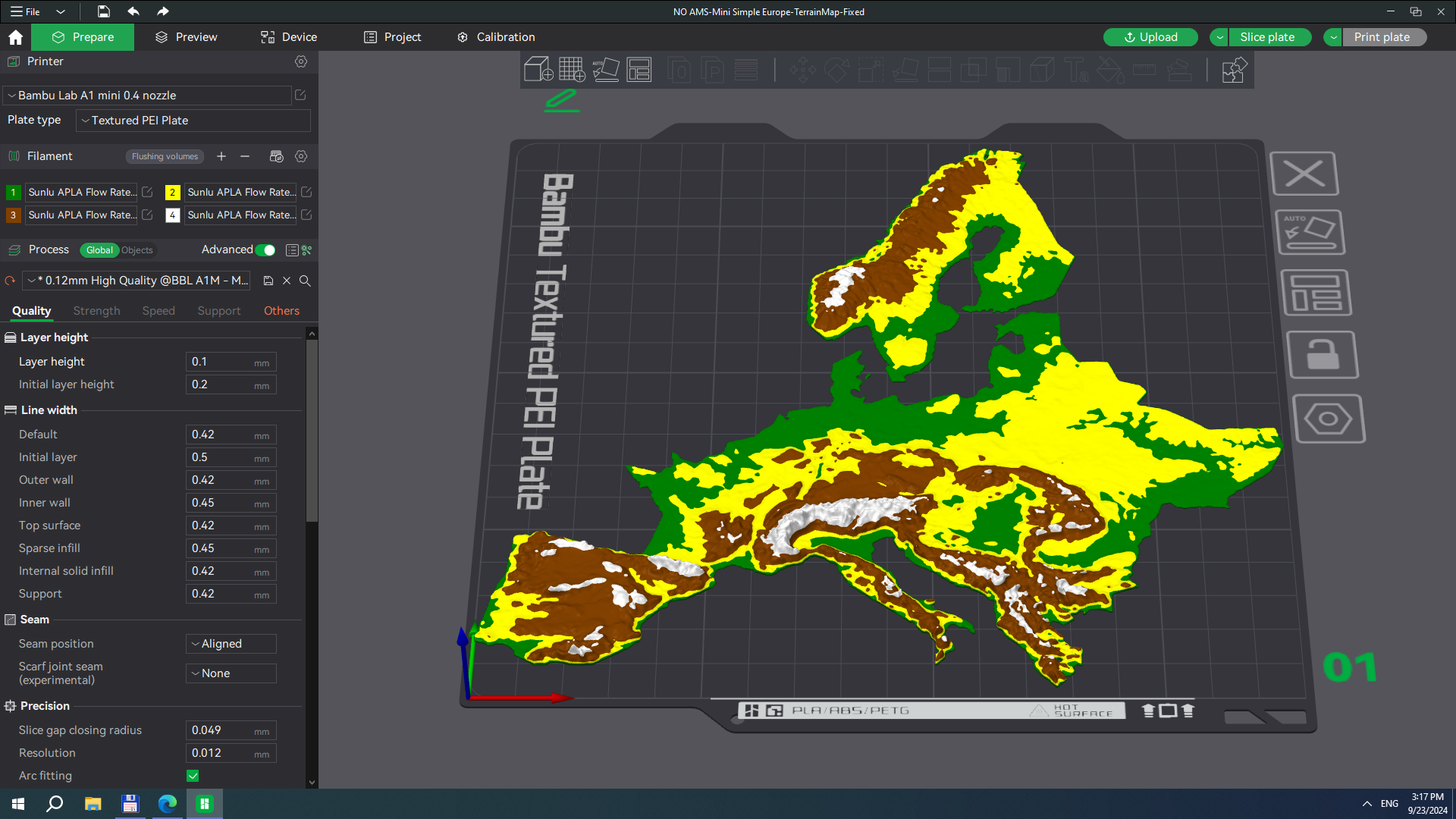 Terrain Map - Colored - Mini Simplifyed Europe
