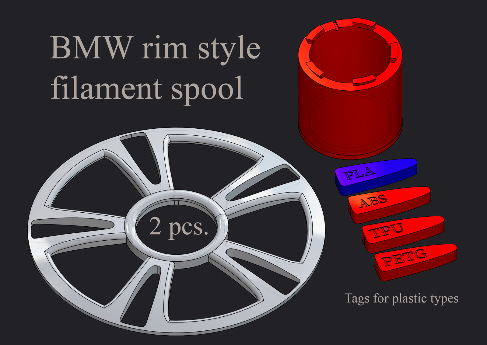 Pc Filament Wheel Rim Filament spool in the style of BMW rims by klew | Download free STL ...