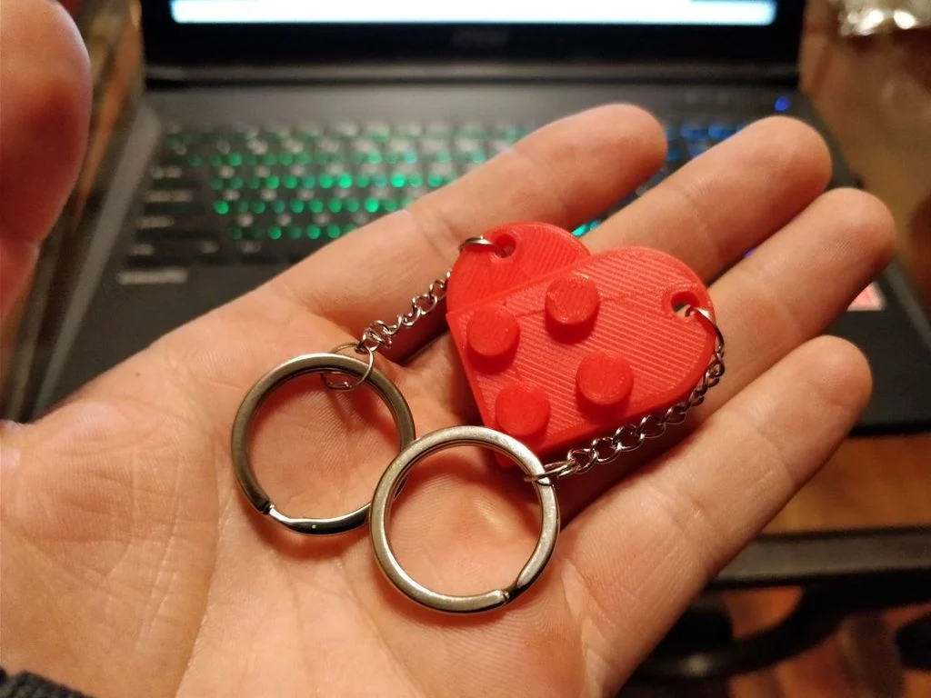 Lego Heart Couple Keychain