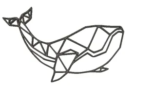 3D Printable Geometric Whale Wall Art - Modern Ocean Decor