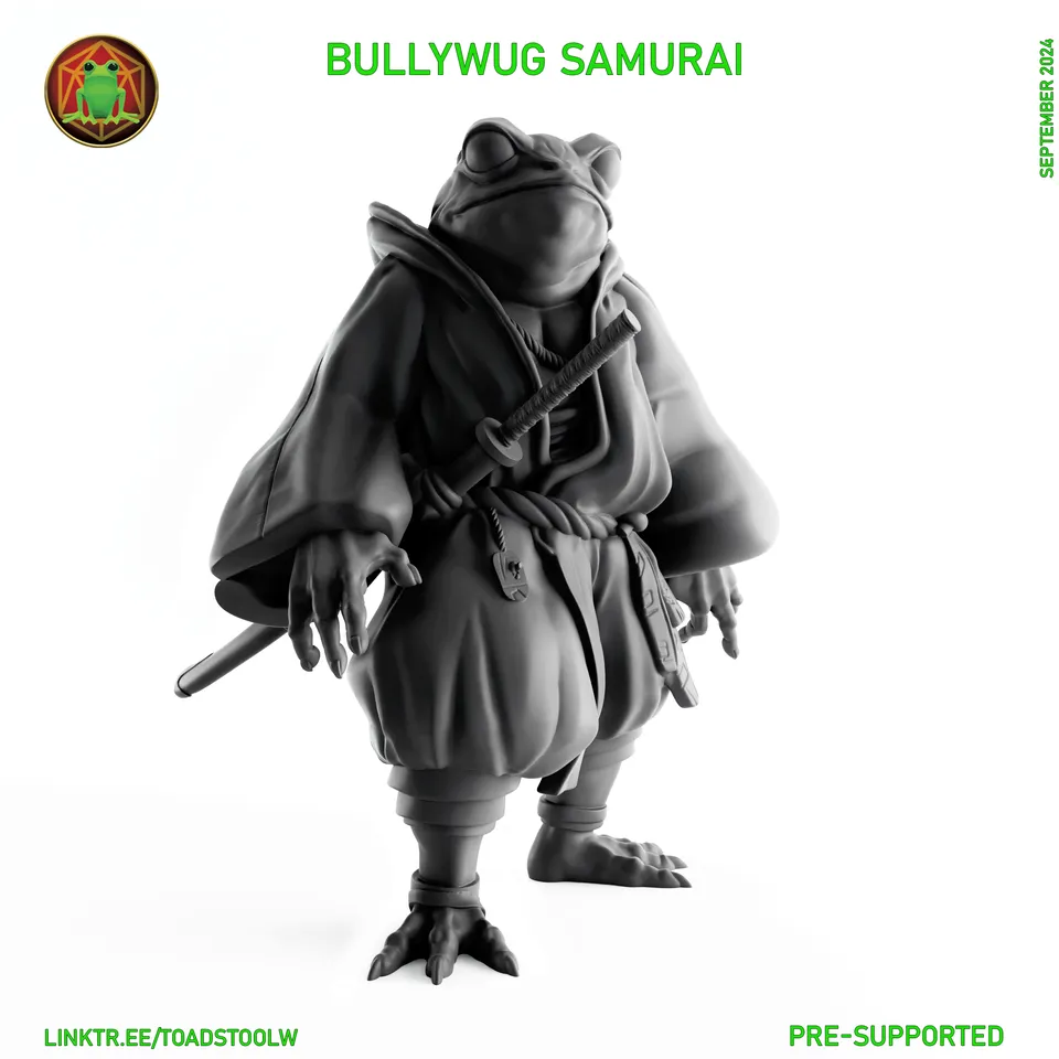 Bullywug Samurai - STL - RPG MINIATURE by The Toadstool Weaver ...