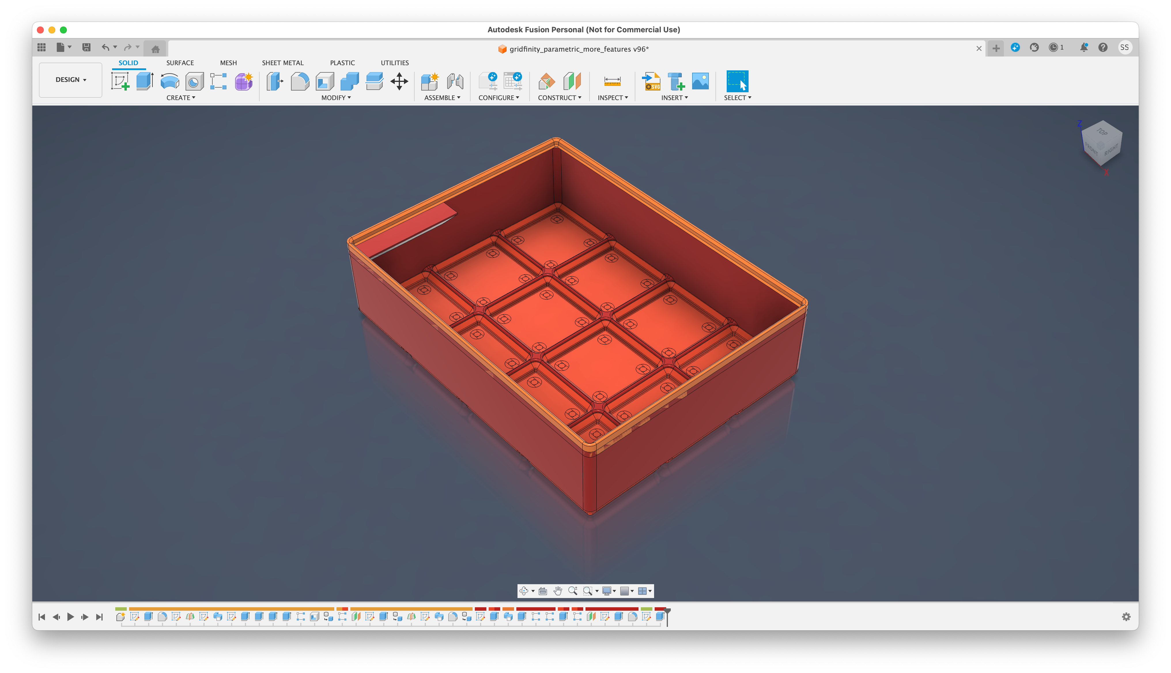 Gridfinity Fully Parametric Container Fusion360