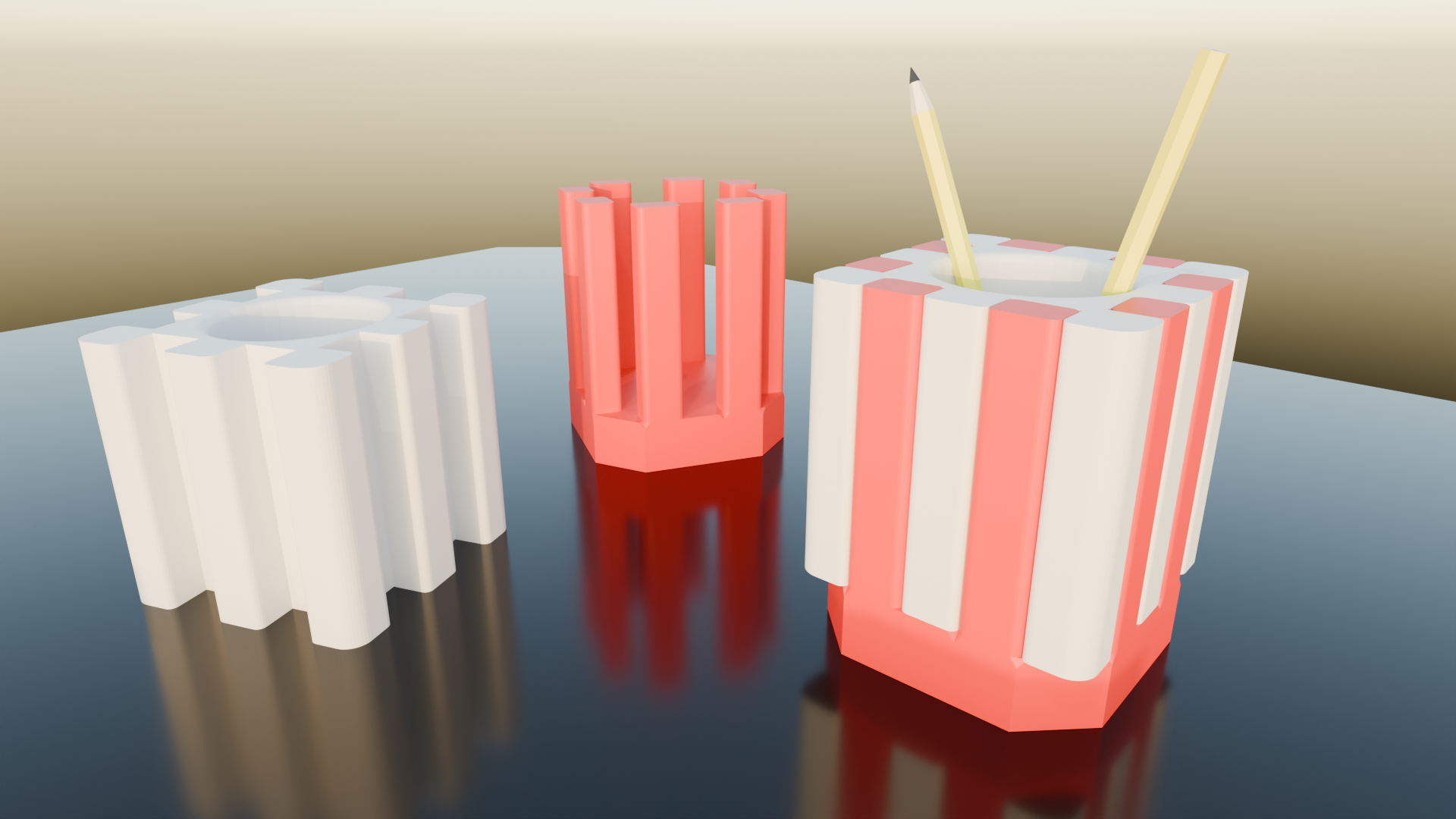 Two colors stylish pencil holder - Single Extruder, No Supports