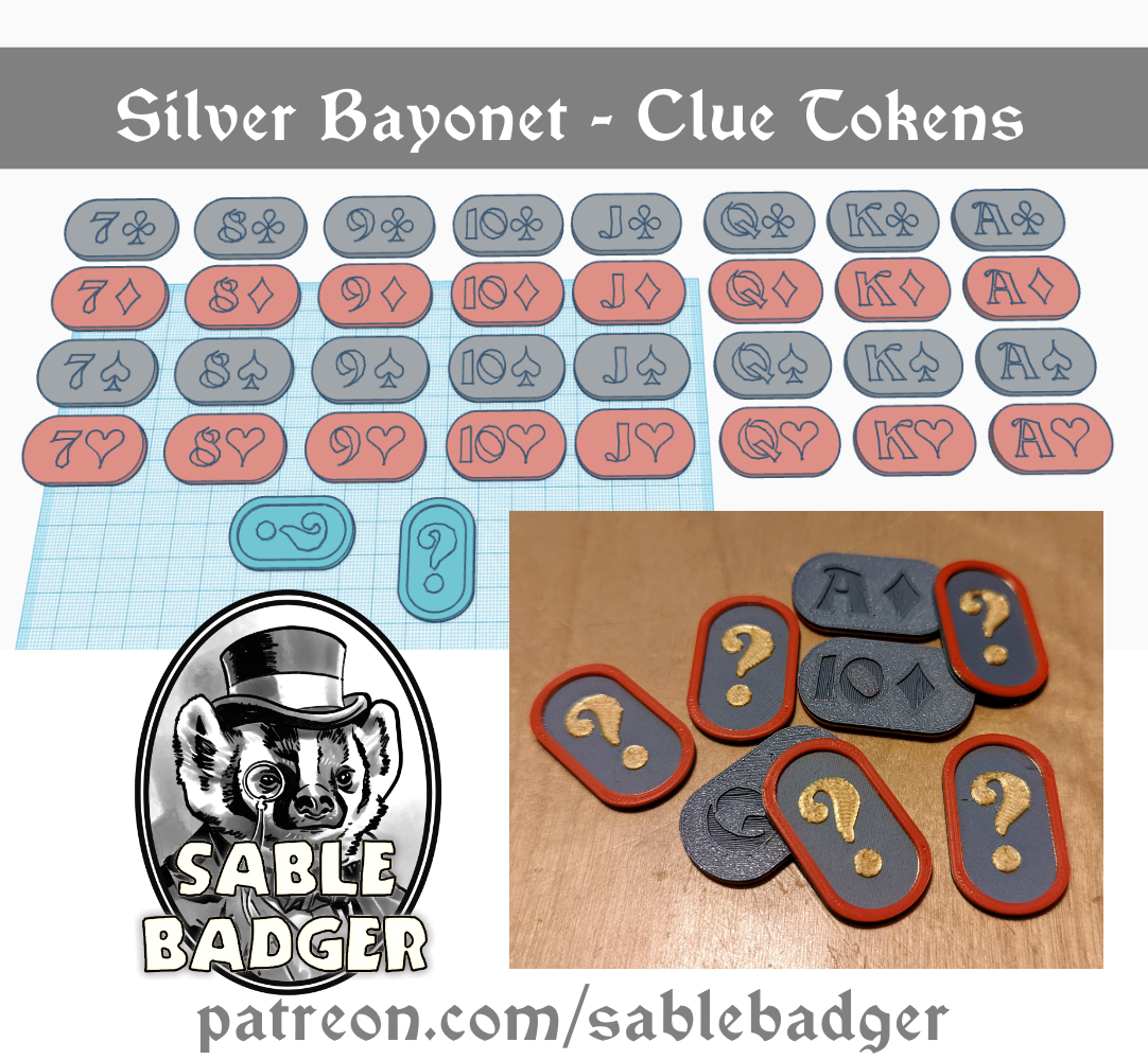 Clue Tokens with Card Backs - Silver Bayonet