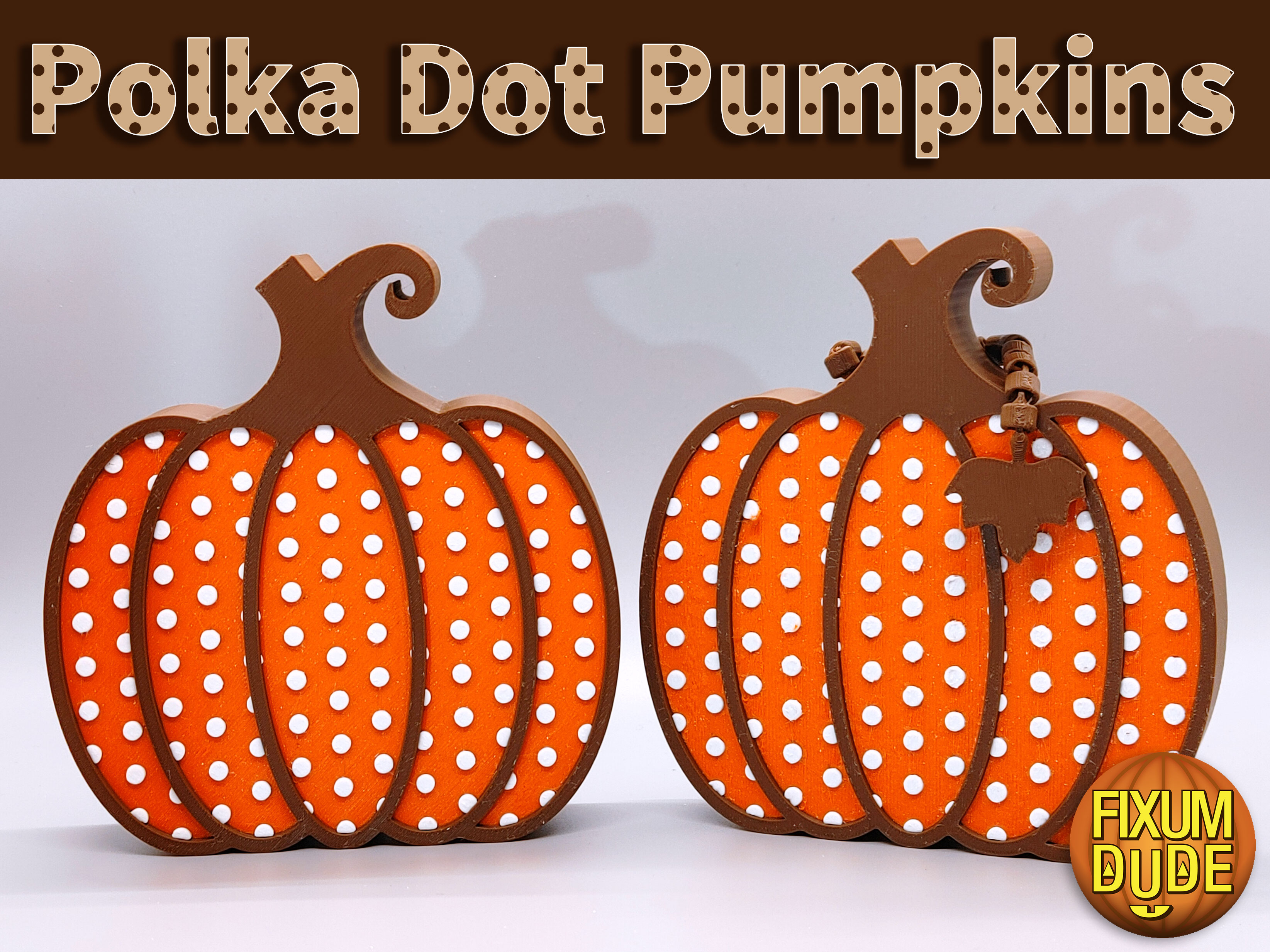 Polka Dot Pattern Fall Pumpkin Decorations — thumbnail 4