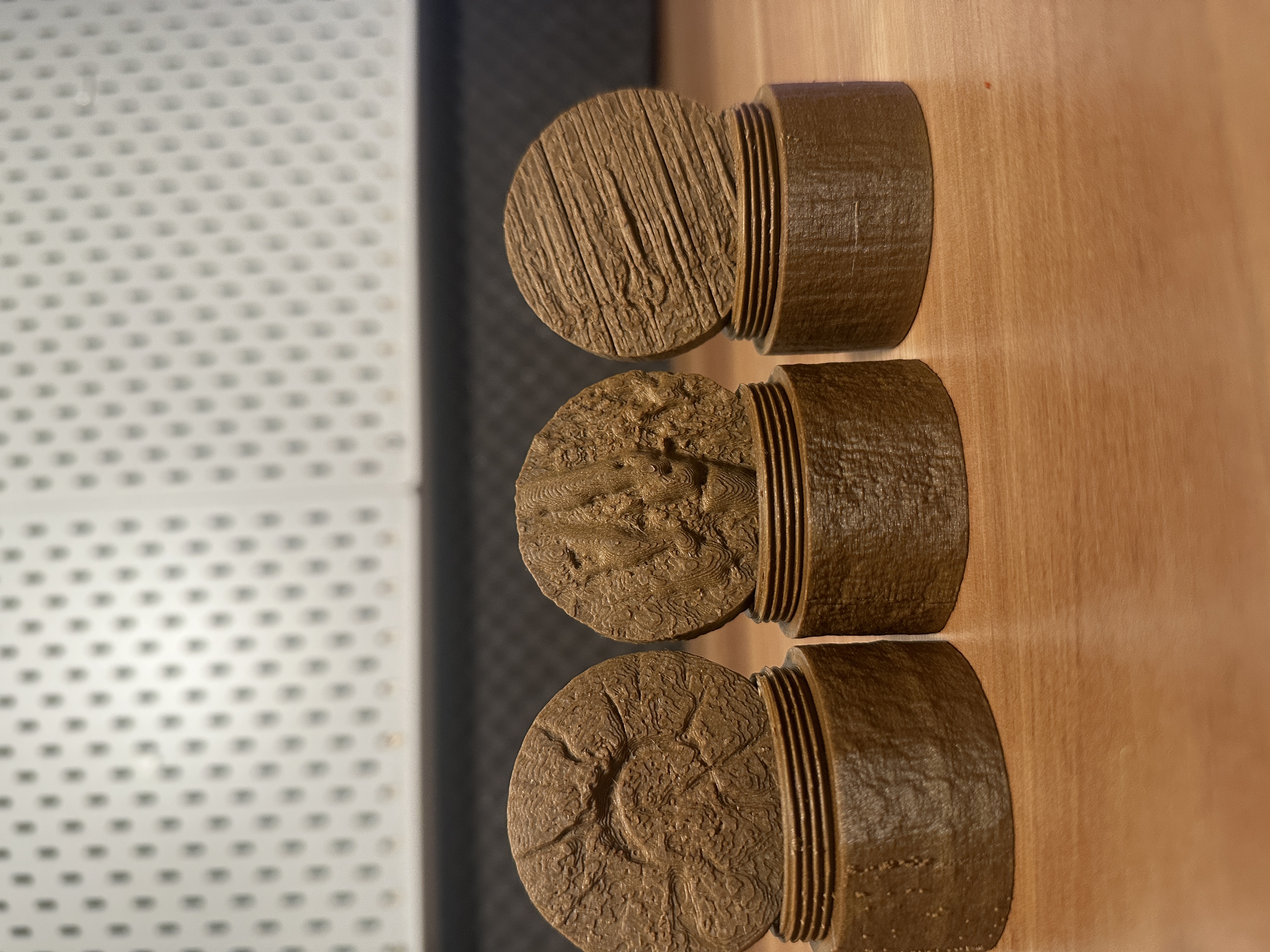 Wooden Textured Threaded Containers