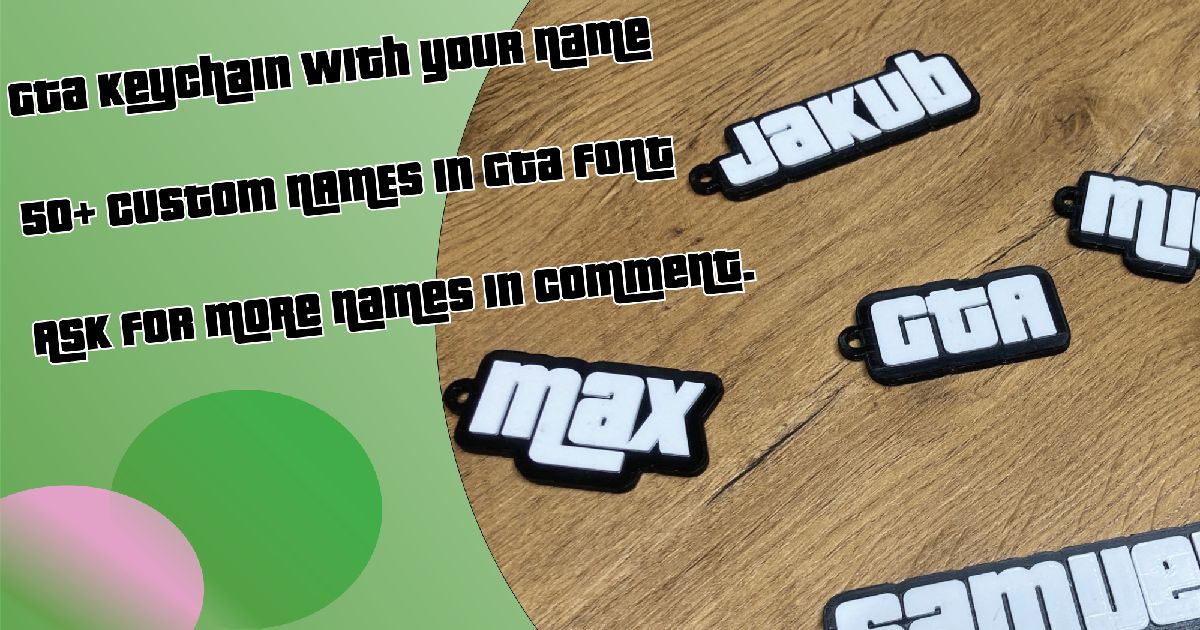 Grand Theft Auto (GTA) keychain with custom name by Viktor M