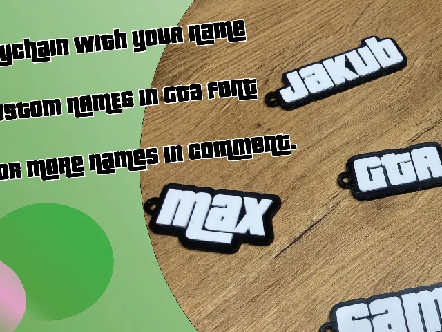 Grand Theft Auto (GTA) keychain with custom name