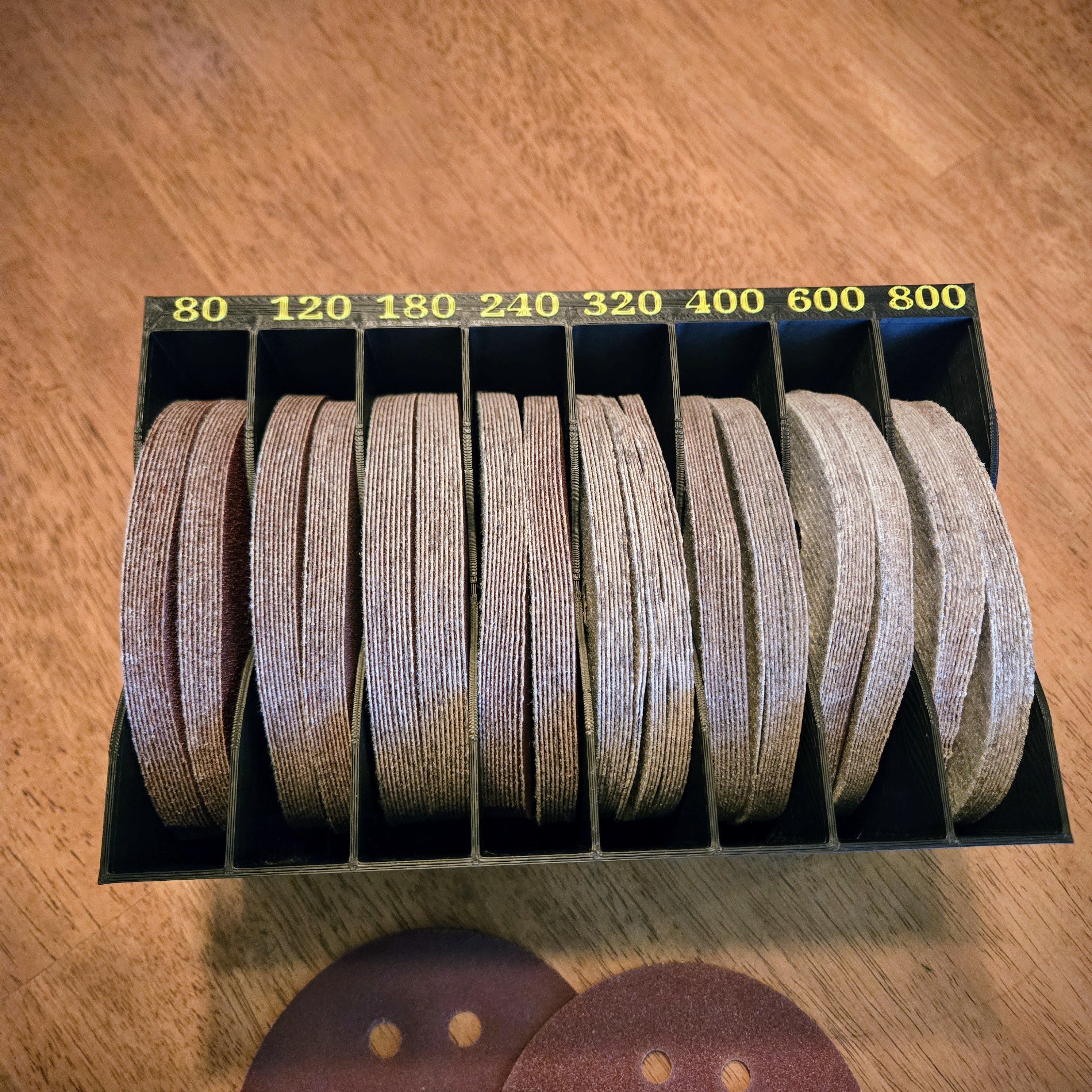 5" Orbital Disc Sander Pads Storage Tray with Labels by