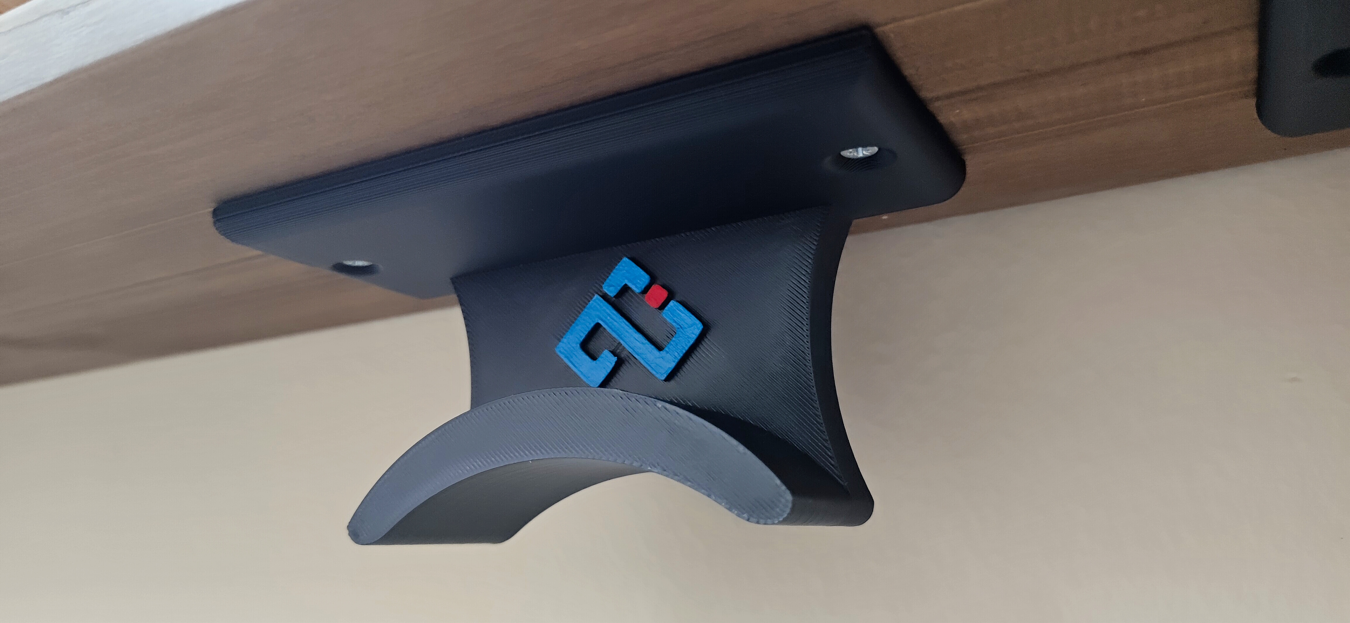 Under-shelf headphones holder (Updated)