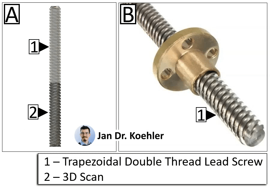 CAD Trapezoidal Double Thread Lead Screw