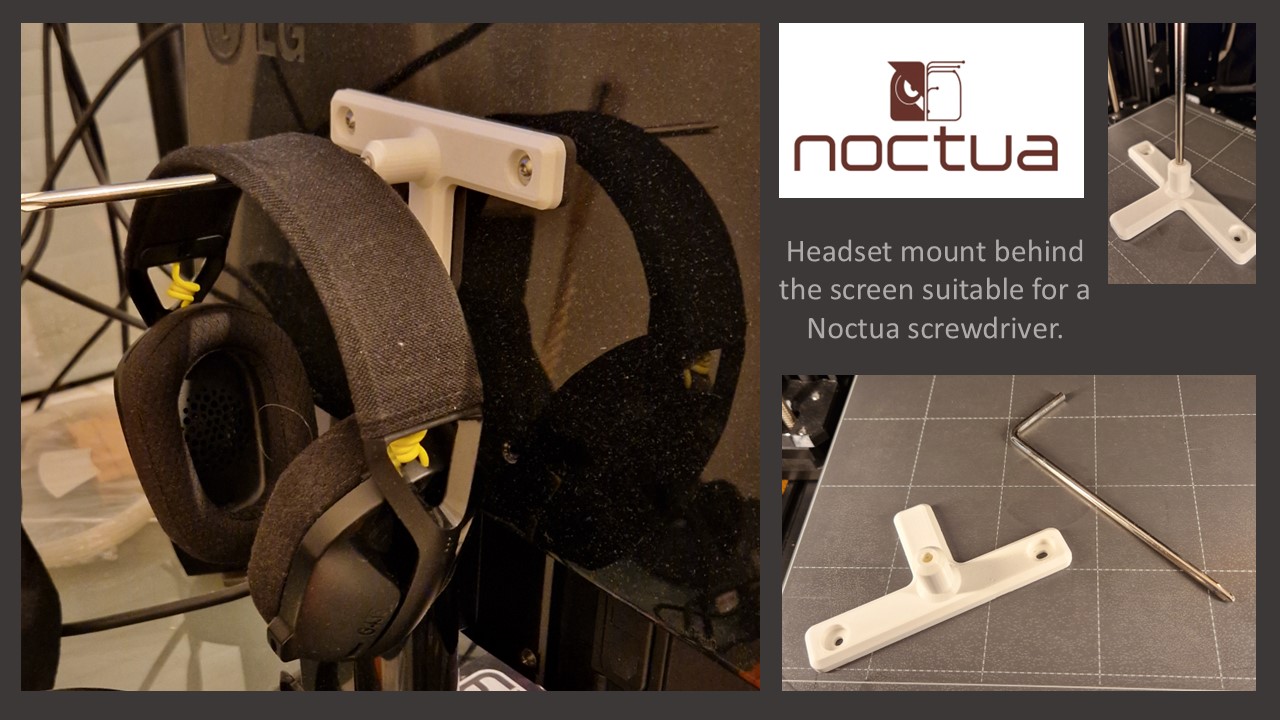 VESA Headphone Mount Behind Monitor, Compatible with Noctua Screwdriver