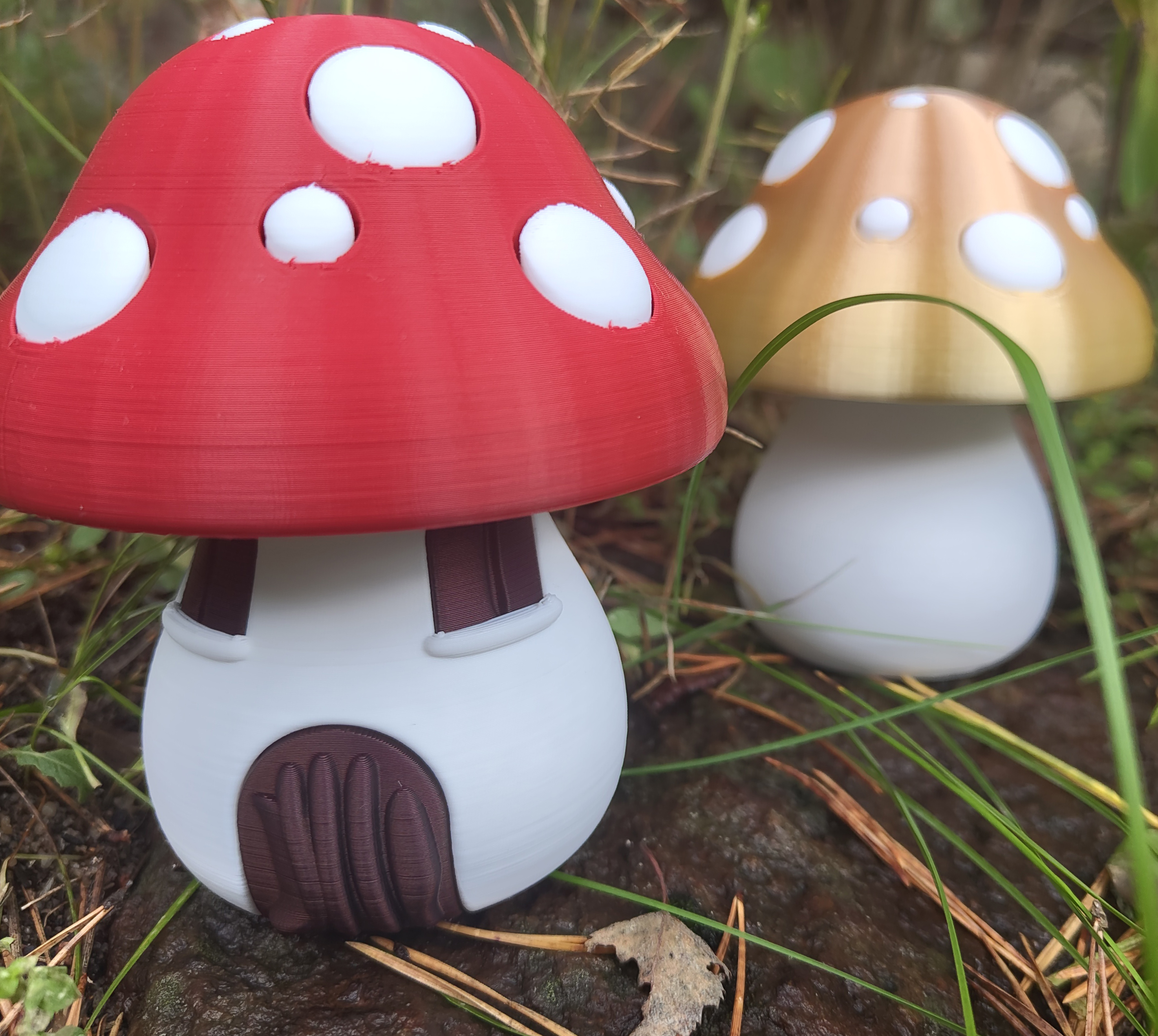 Mushroom / toadstool and mushroom house (single extruder, multi color)