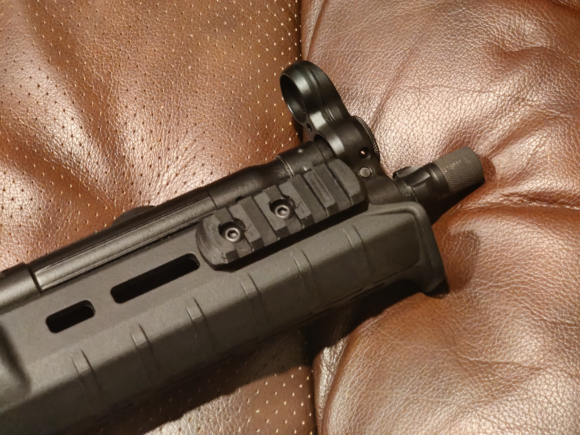 MLOK 5 slot picatinny rail, offset mounting holes