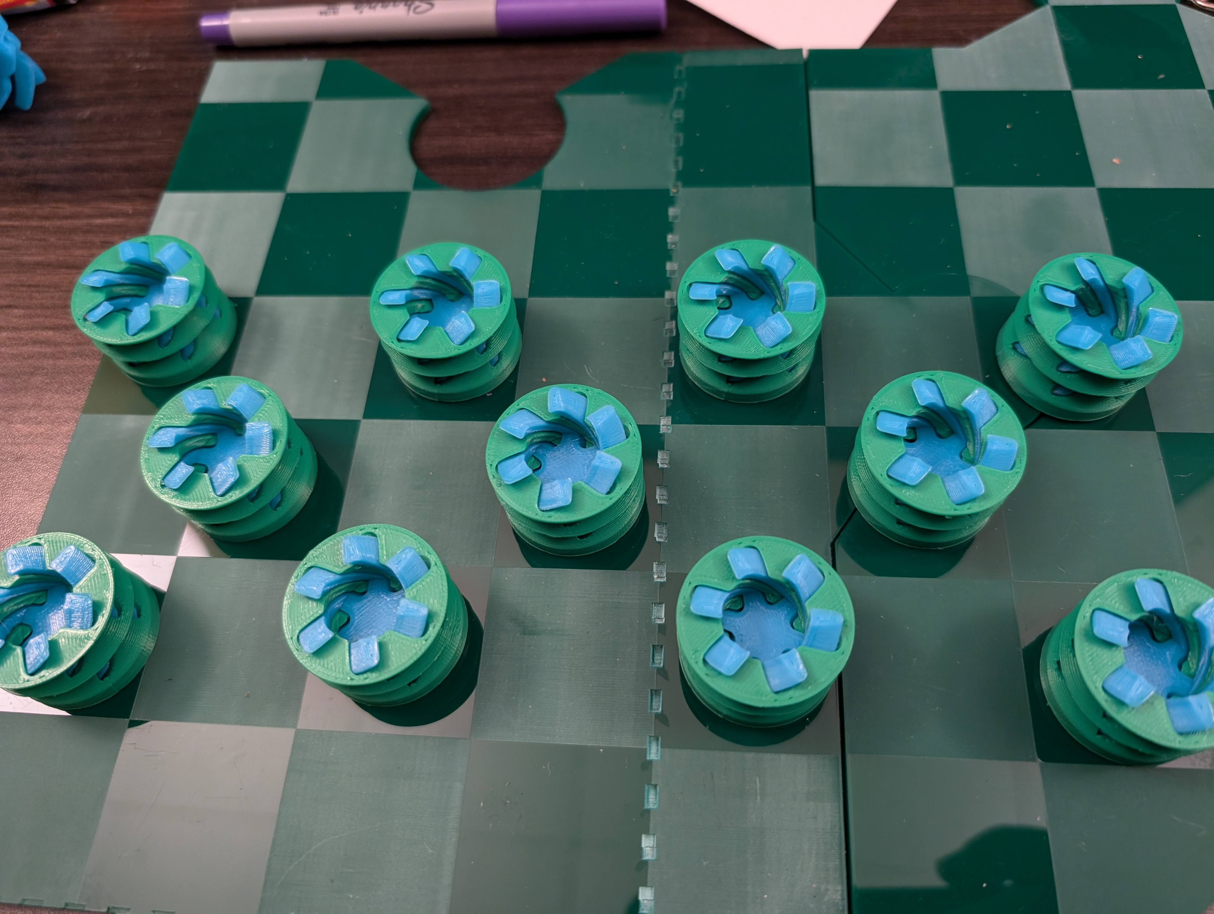 Impossible Passthrough Two Color Checkers Pieces