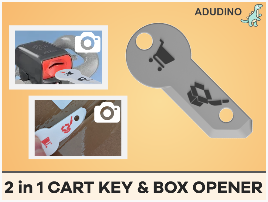 Shopping Cart Key and Box Opener - 2 in 1,  Keychain Compatible