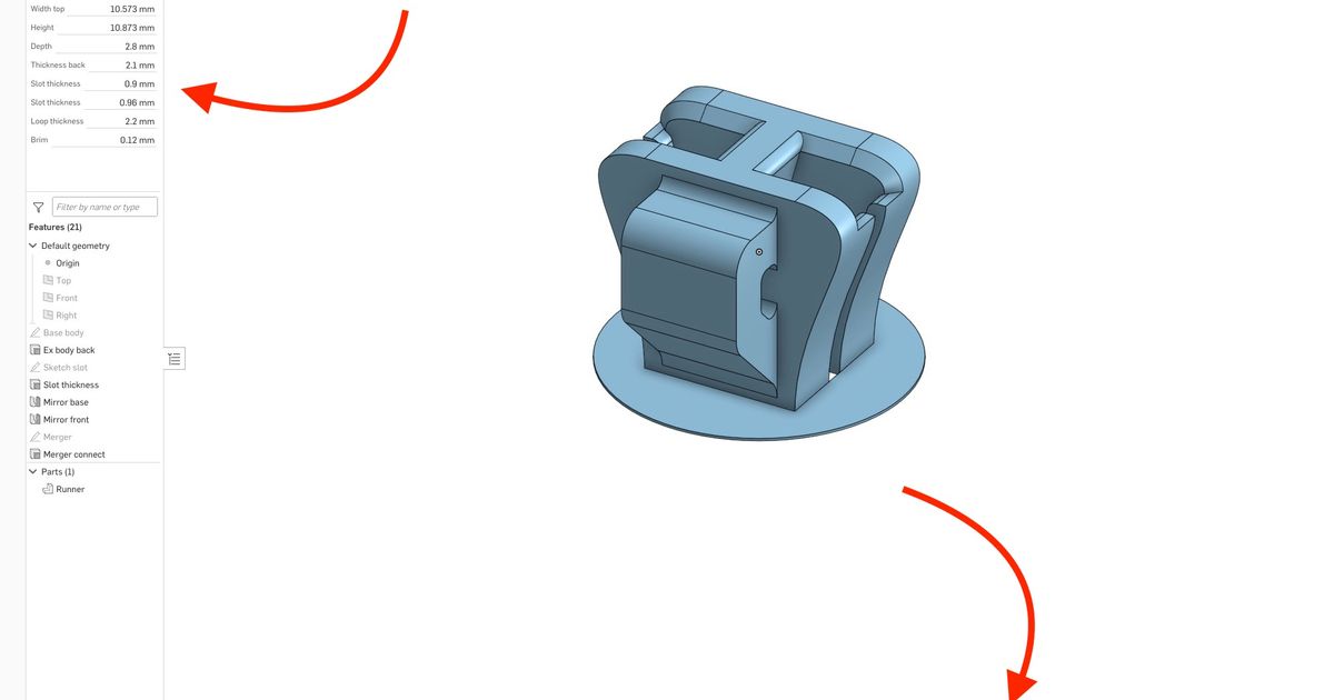 Runner zipper slider (OnShape fully parametric) by mvaneijgen ...